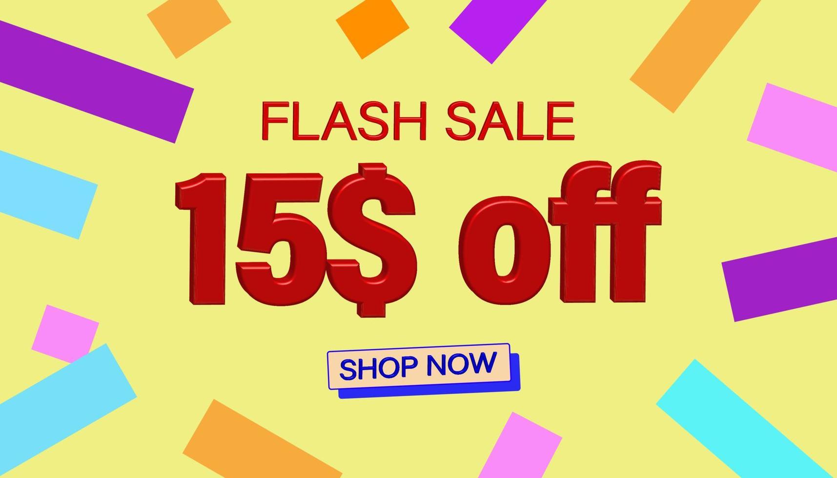 Flash Sale Discount Sales poster or banner with 3D text on yellow background, Flash Sales banner template design for social media and website. Special Offer Flash Sale campaigns or promotions. vector