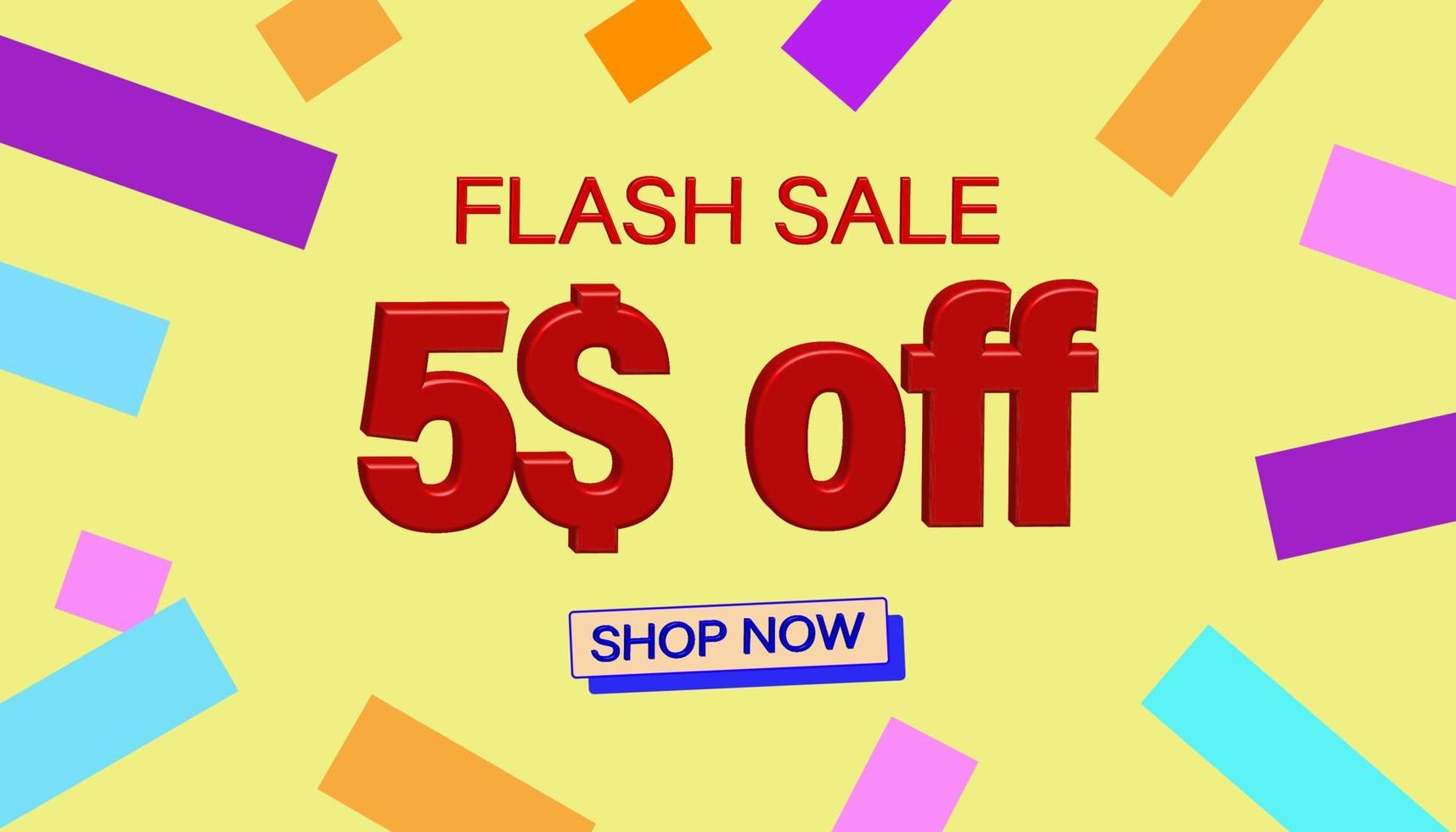 Flash Sale Discount Sales poster or banner with 3D text on yellow background, Flash Sales banner template design for social media and website. Special Offer Flash Sale campaigns or promotions. vector