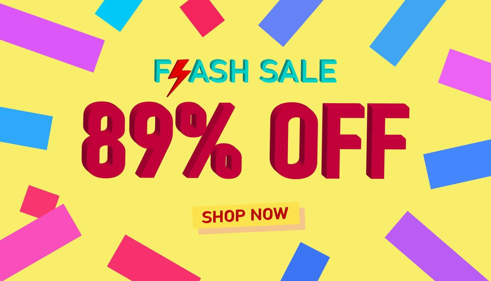 Flash Sale Discount Sales poster or banner with 3D text on yellow background, Flash Sales banner template design for social media and website. Special Offer Flash Sale campaigns or promotions. vector