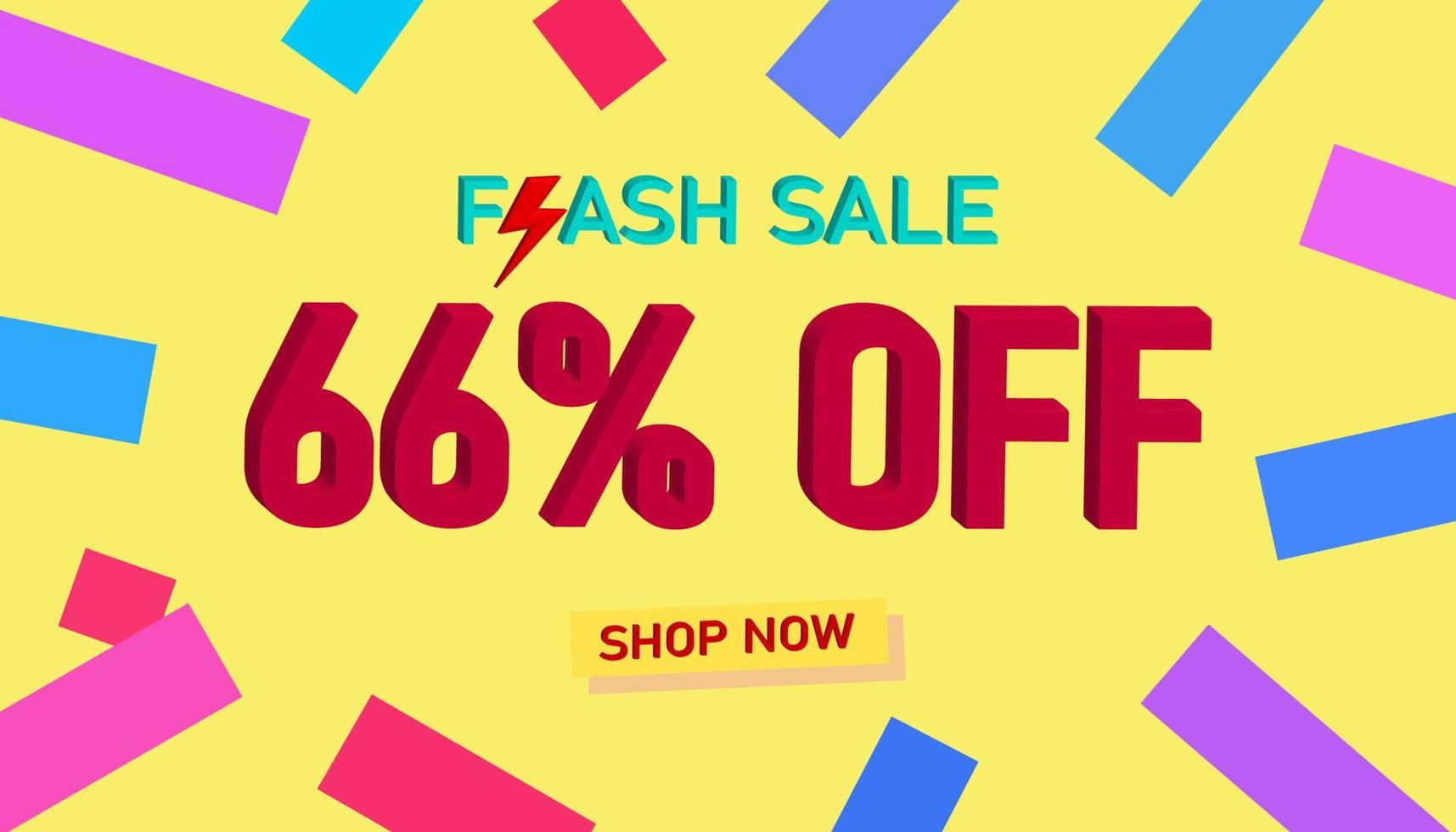 Flash Sale Discount Sales poster or banner with 3D text on yellow background, Flash Sales banner template design for social media and website. Special Offer Flash Sale campaigns or promotions. vector