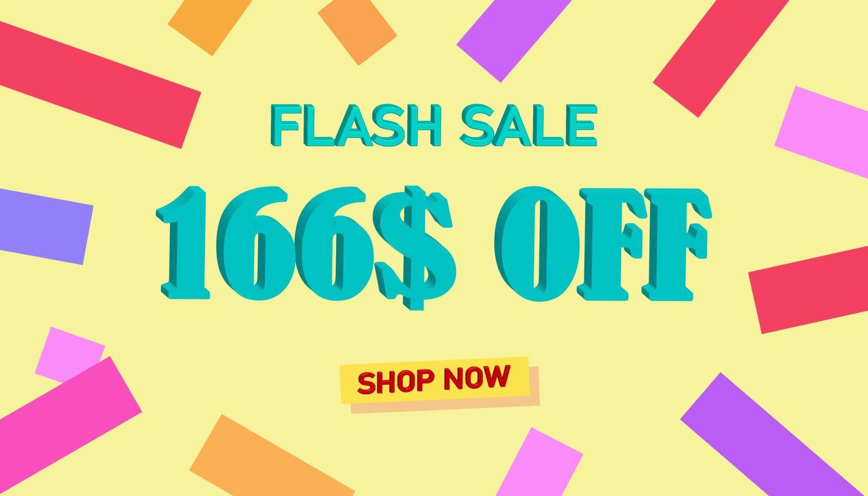 Flash Sale Discount Sales poster or banner with 3D text on yellow background, Flash Sales banner template design for social media and website. Special Offer Flash Sale campaigns or promotions. vector