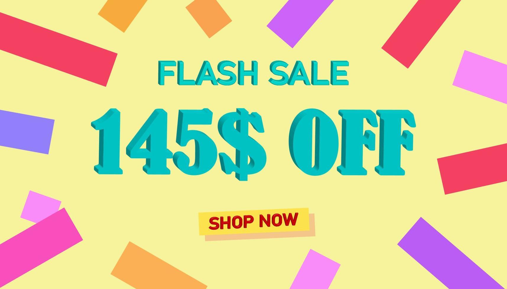 Flash Sale Discount Sales poster or banner with 3D text on yellow background, Flash Sales banner template design for social media and website. Special Offer Flash Sale campaigns or promotions. vector