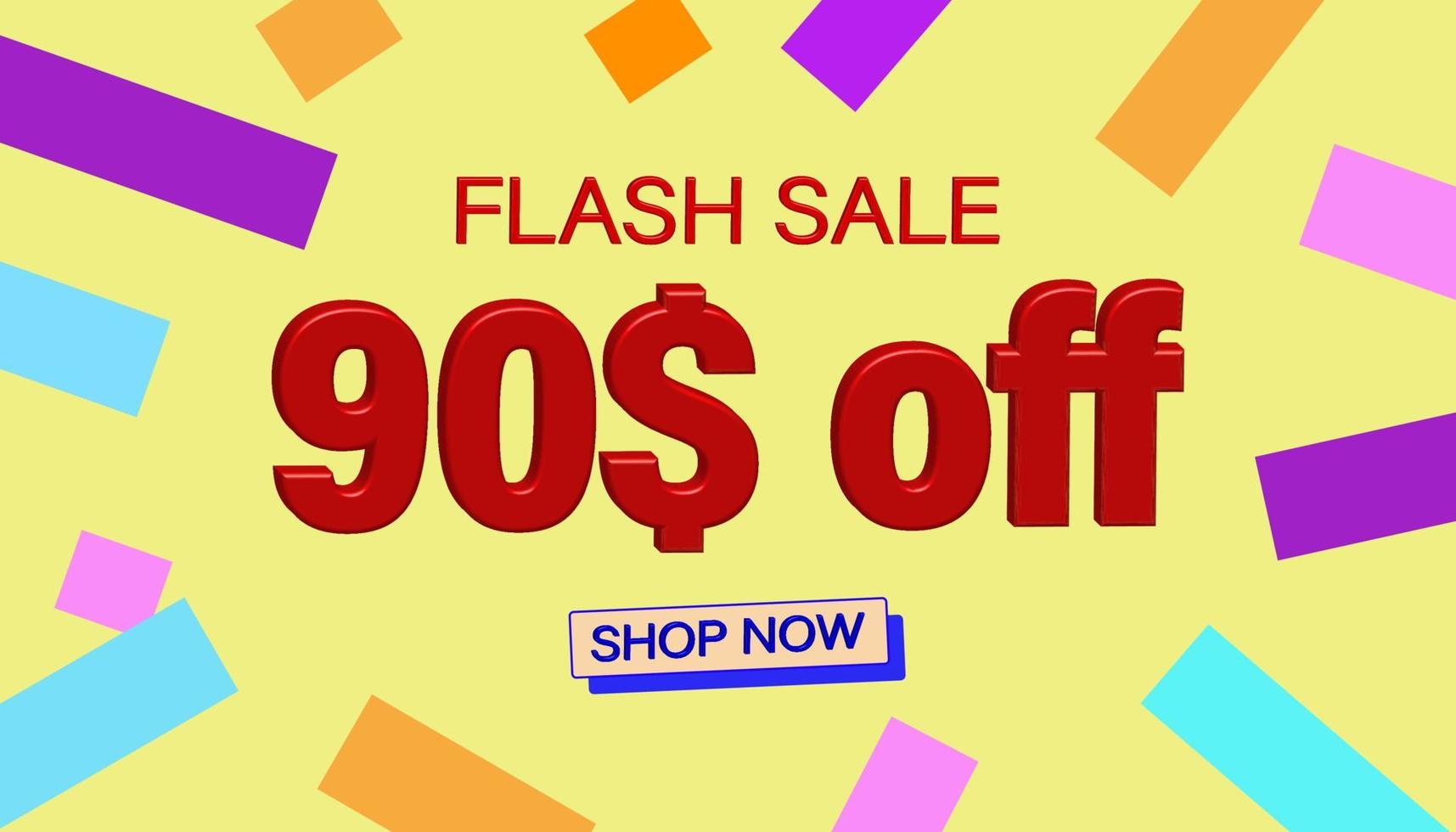 Flash Sale Discount Sales poster or banner with 3D text on yellow background, Flash Sales banner template design for social media and website. Special Offer Flash Sale campaigns or promotions. vector
