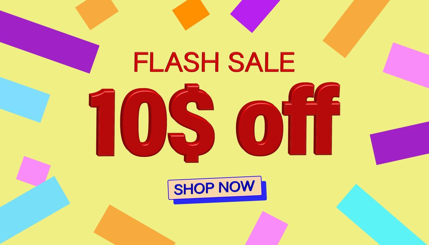 Flash Sale Discount Sales poster or banner with 3D text on yellow background, Flash Sales banner template design for social media and website. Special Offer Flash Sale campaigns or promotions. vector