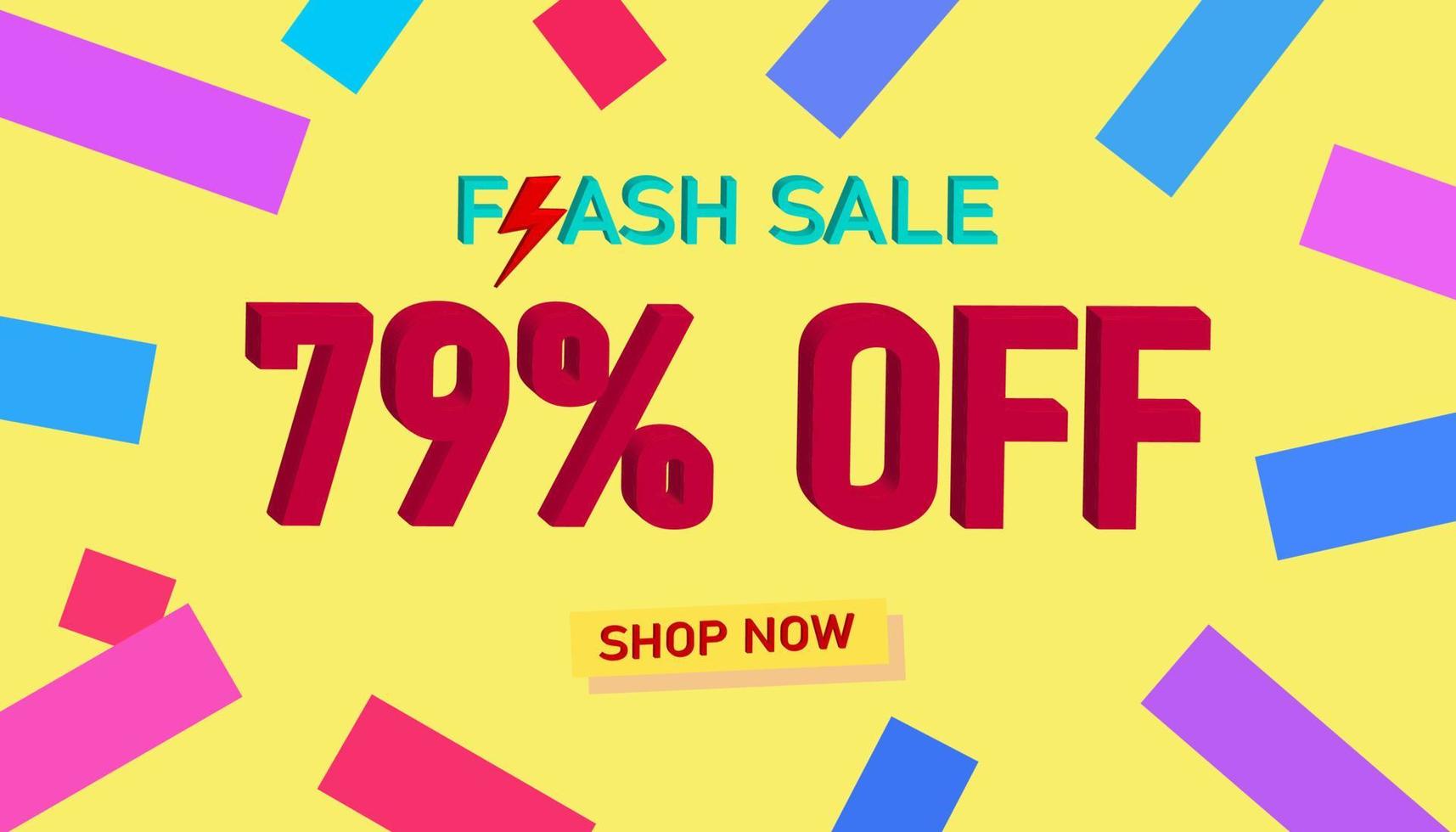 Flash Sale Discount Sales poster or banner with 3D text on yellow background, Flash Sales banner template design for social media and website. Special Offer Flash Sale campaigns or promotions. vector