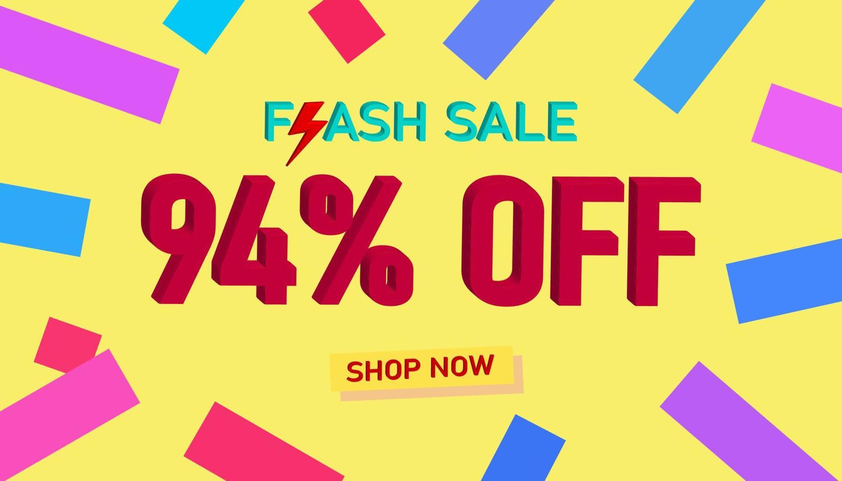 Flash Sale Discount Sales poster or banner with 3D text on yellow background, Flash Sales banner template design for social media and website. Special Offer Flash Sale campaigns or promotions. vector