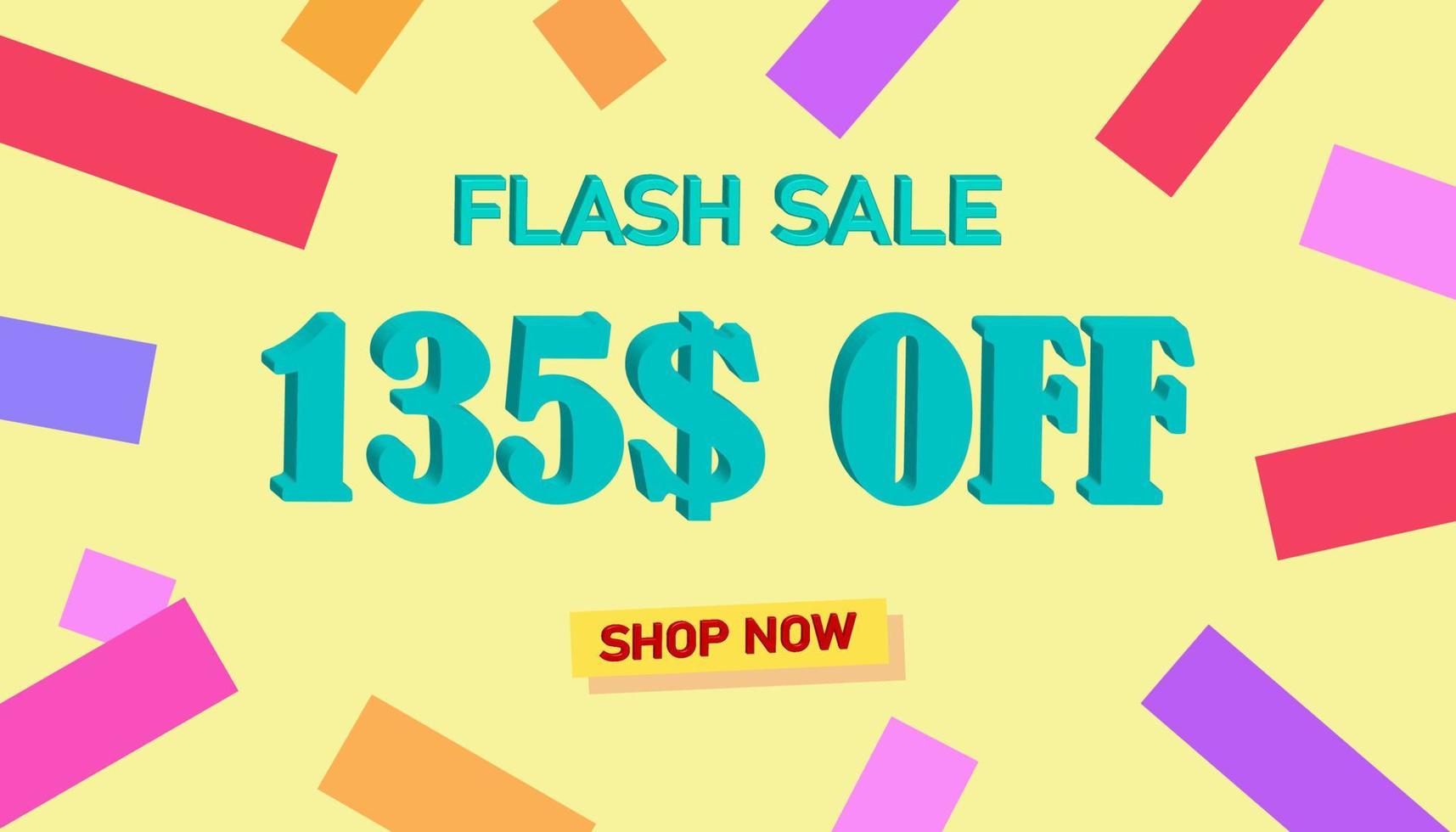 Flash Sale Discount Sales poster or banner with 3D text on yellow background, Flash Sales banner template design for social media and website. Special Offer Flash Sale campaigns or promotions. vector