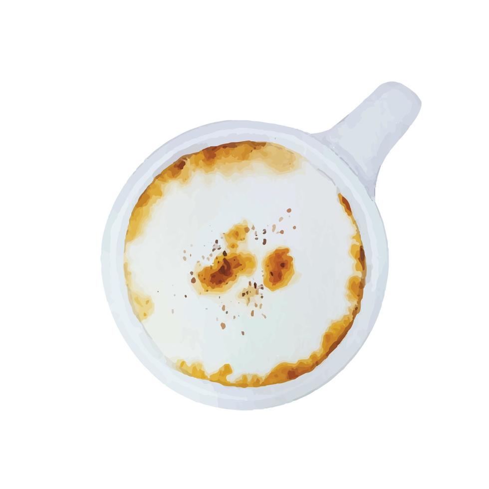 Watercolor  cup of coffee, latte, capuccino, espresso vector