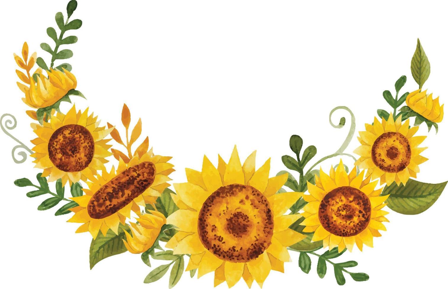 Watercolor sunflowers bouquet vector