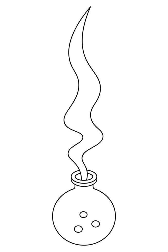Potion bottle. Magic couples come out of the bubble. Sketch. A miraculous drink. Witch broth in a bottle. The bubbles are flying up. Halloween symbol. Doodle style. vector