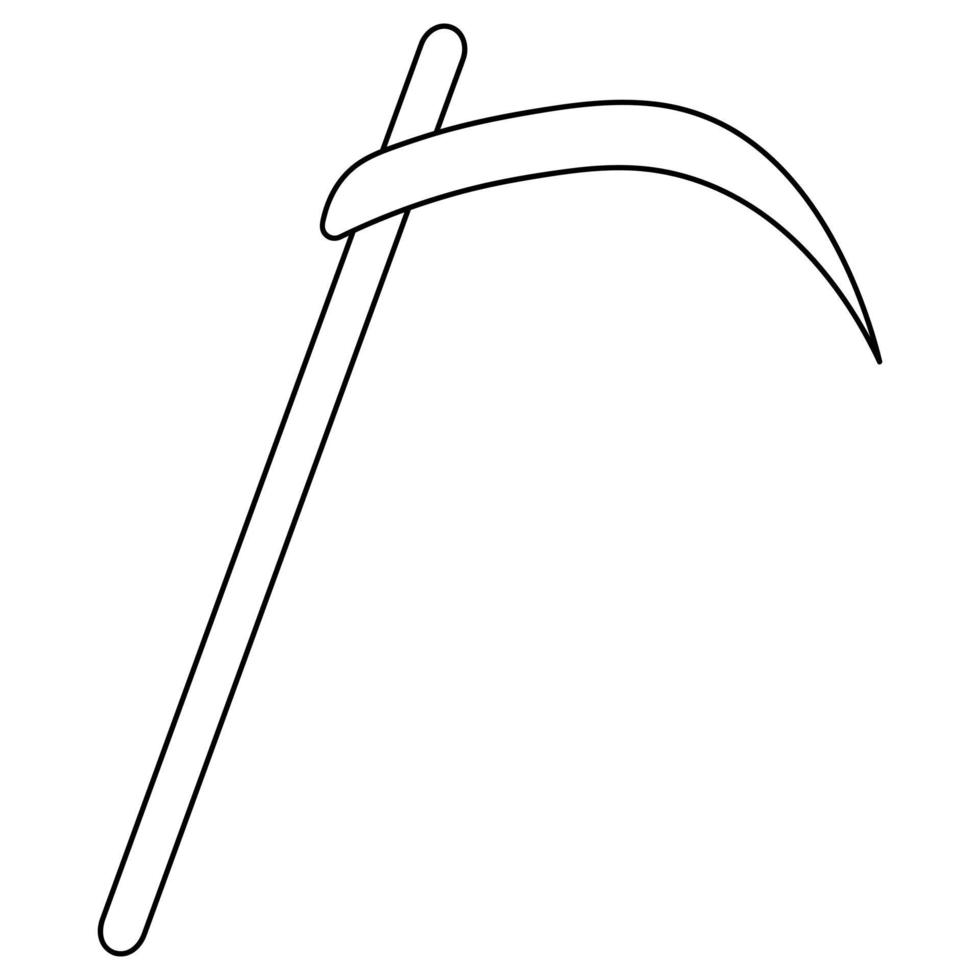 Scythe of death. A terrible tool. Sketch. Sharpened blade. Doodle style. Halloween symbol. All Saints' Day vector