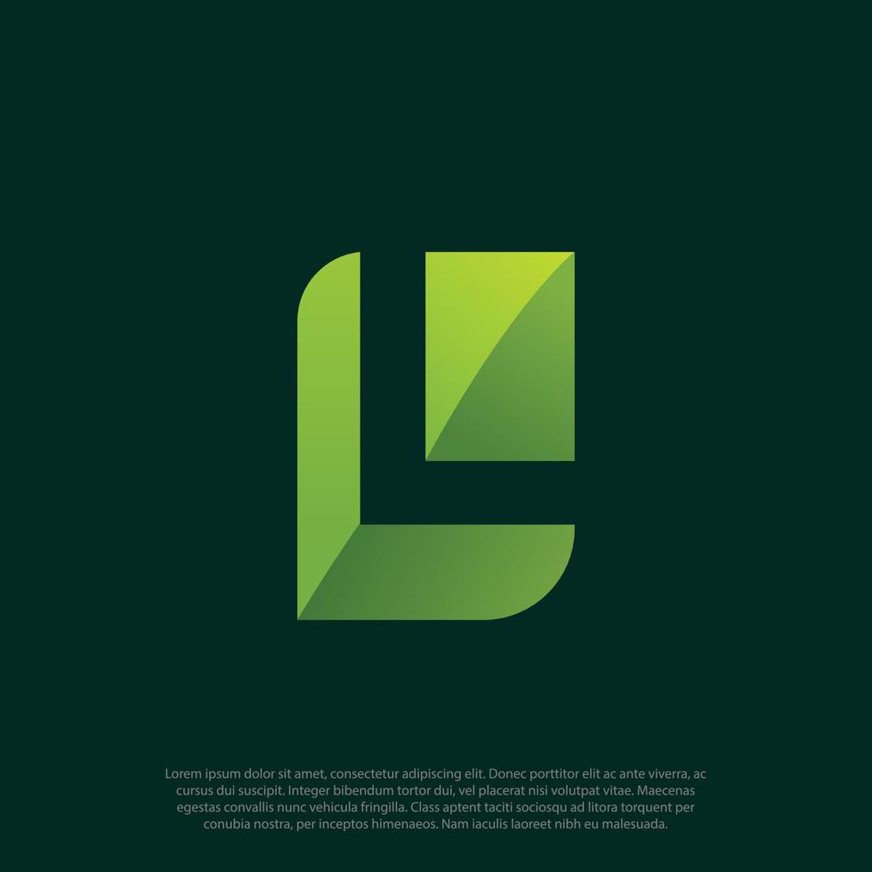 Letter L eco leaves logo icon design template elements with negative space or gestalt concept letter L in leaf shape vector