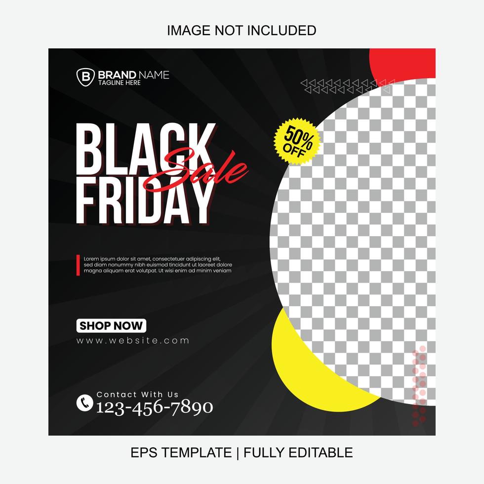 Black Friday Social Media Post Template Design vector