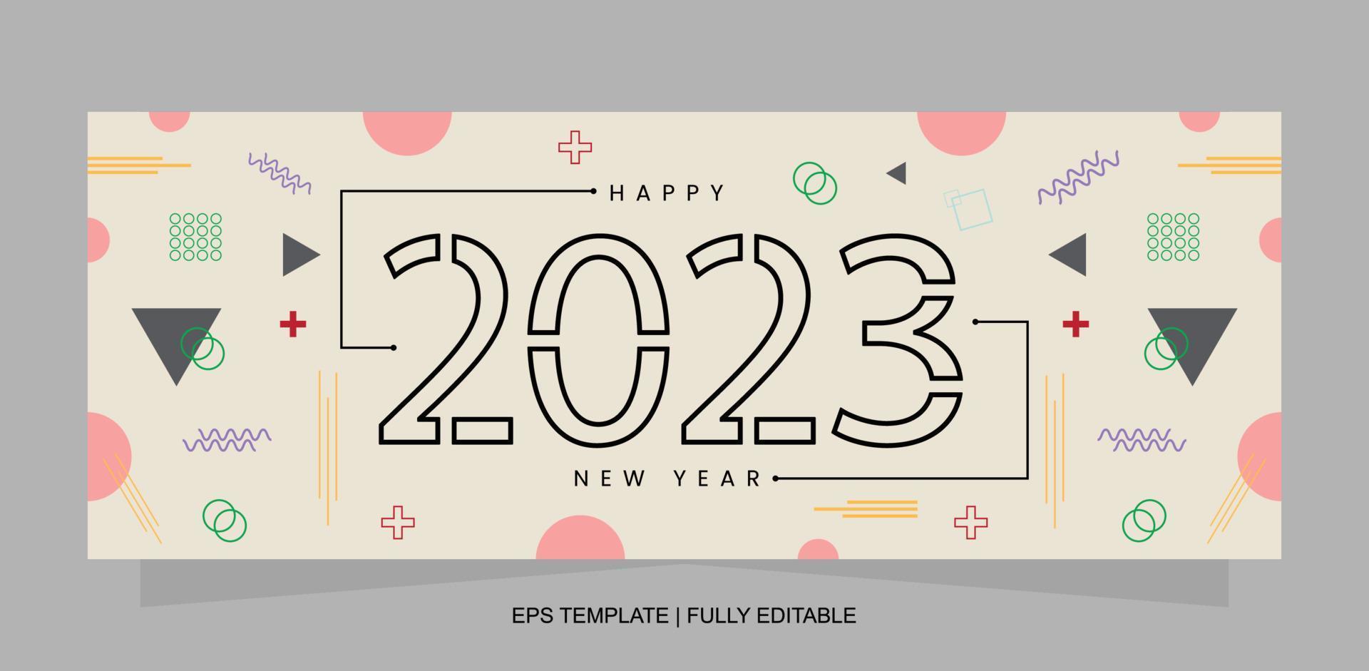Happy New Year 2023 Background Design Template vector