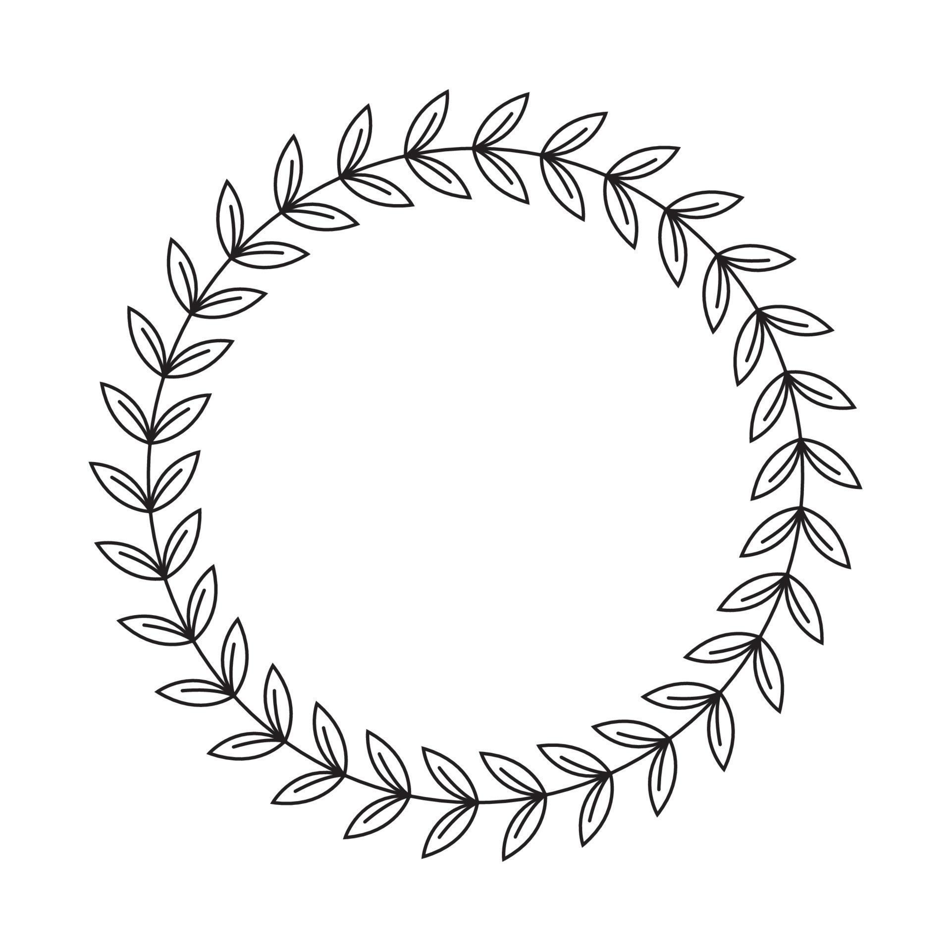 round leaves floral frame line illustration 12463707 Vector Art at Vecteezy
