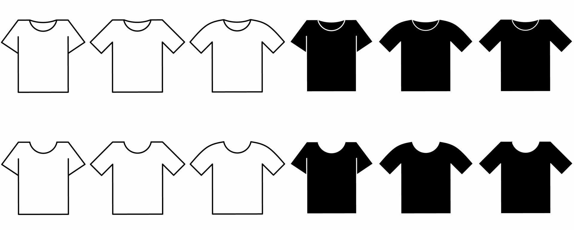 conjunto de iconos de camiseta de silueta de contorno aislado sobre fondo blanco vector