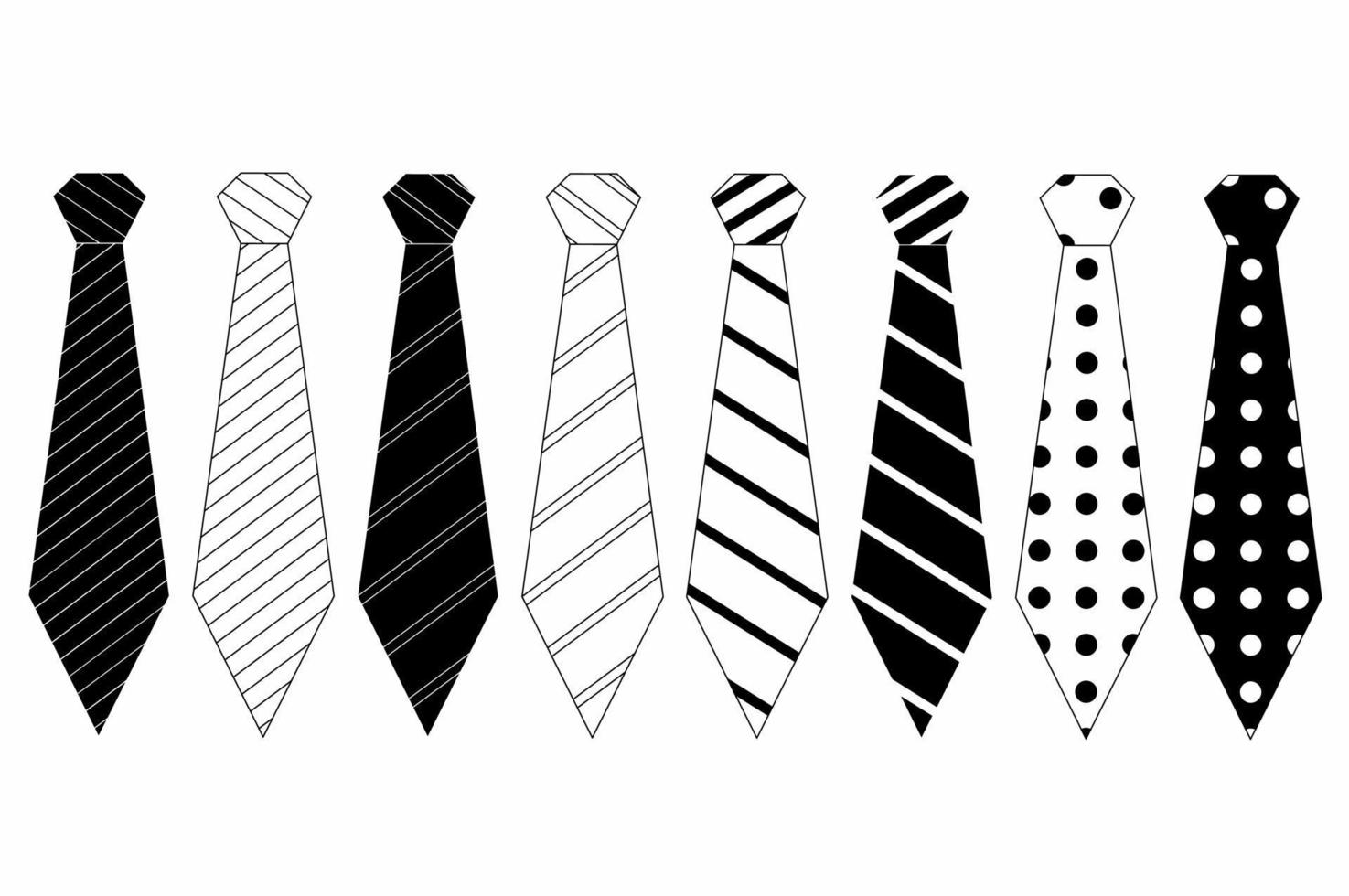 contorno, silueta, corbata, icono, conjunto, aislado, blanco, plano de fondo vector