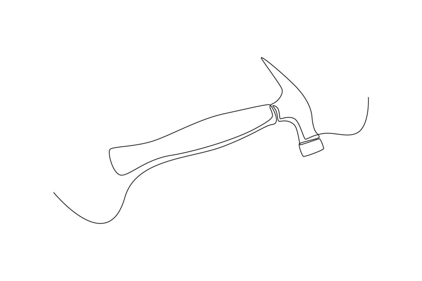 usos continuos de martillo de dibujo de una línea para golpear clavos. concepto de construcción y construcción. ilustración gráfica vectorial de diseño de dibujo de una sola línea. vector