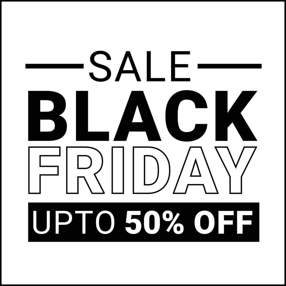 Black Friday sale 50 percent off banner, post, template design vector