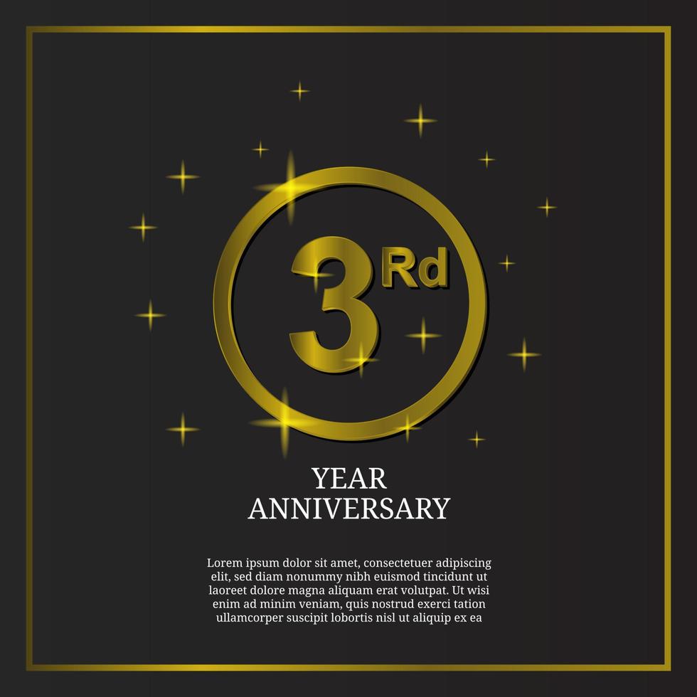 3Rd anniversary celebration icon type logo in luxury gold color vector
