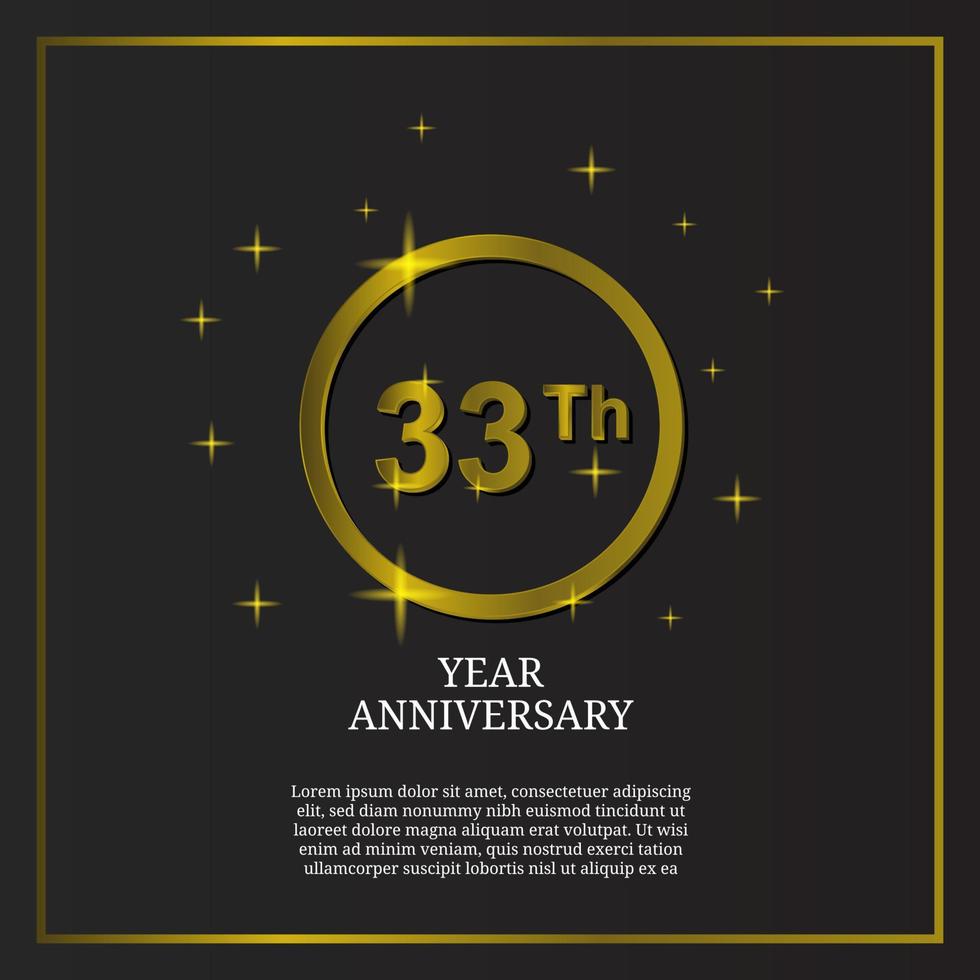 33th anniversary celebration icon type logo in luxury gold color vector
