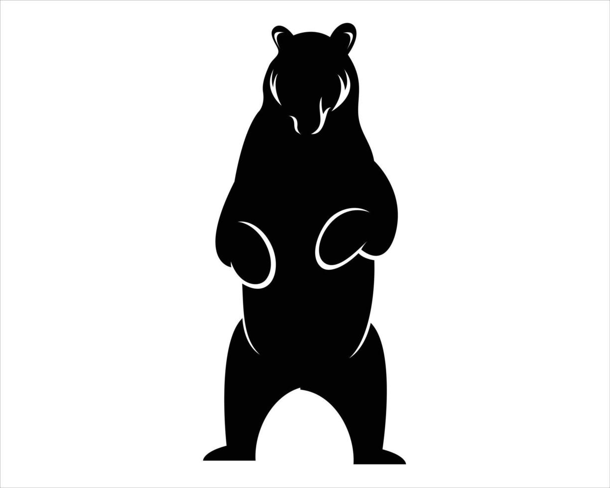 black and simple bear silhouette vector