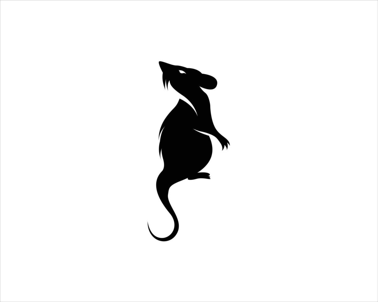 black mouse animal silhouette vector