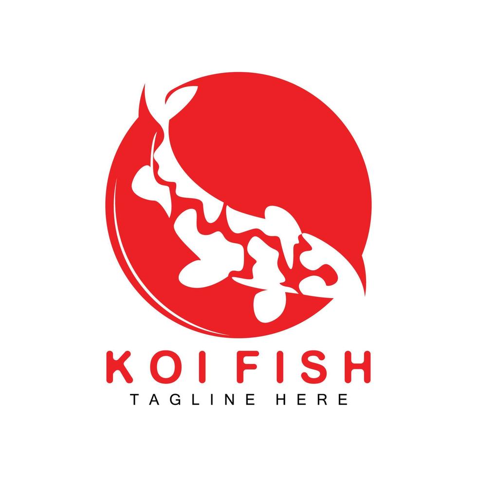 diseño del logotipo de peces koi, vector de peces ornamentales de la suerte y el triunfo chino, icono de pez dorado de la marca de la empresa