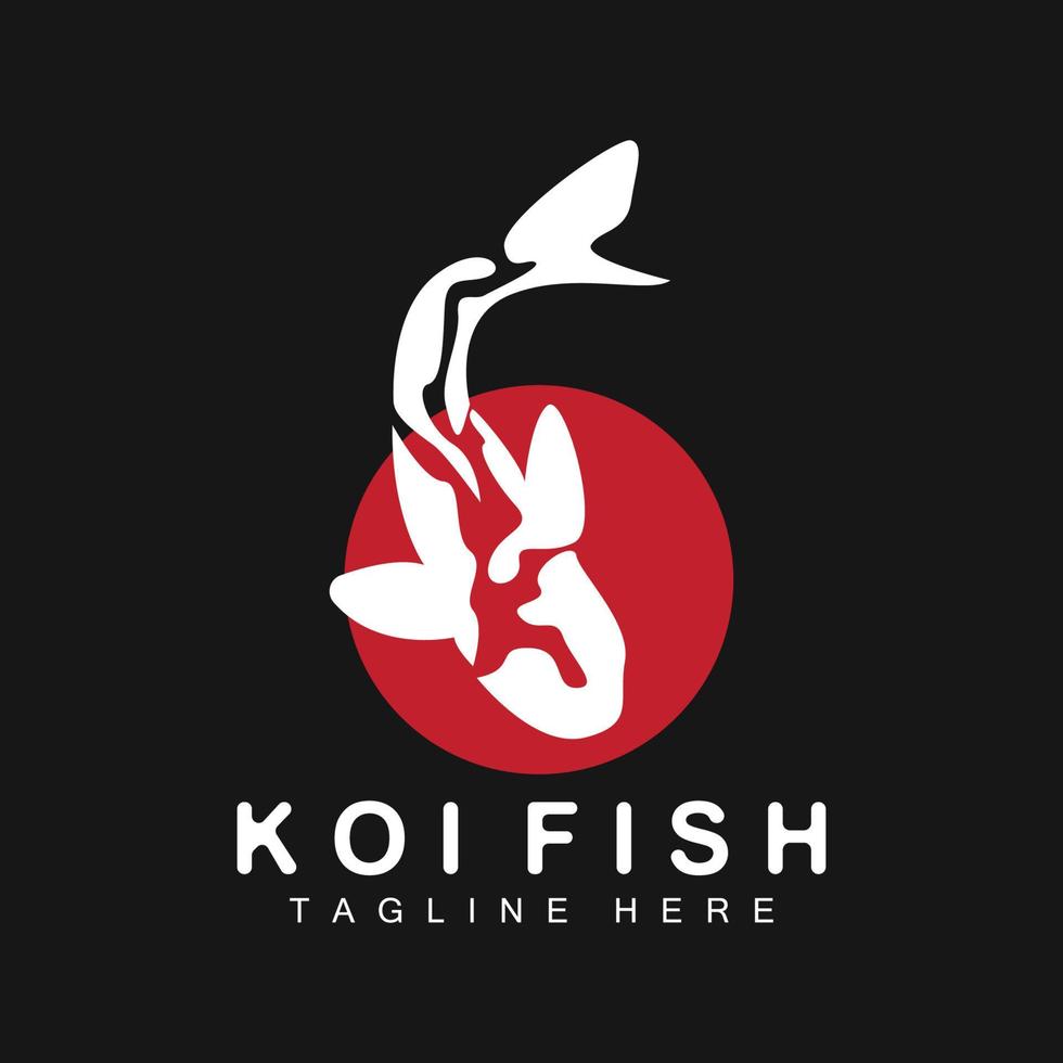 diseño del logotipo de peces koi, vector de peces ornamentales de la suerte y el triunfo chino, icono de pez dorado de la marca de la empresa