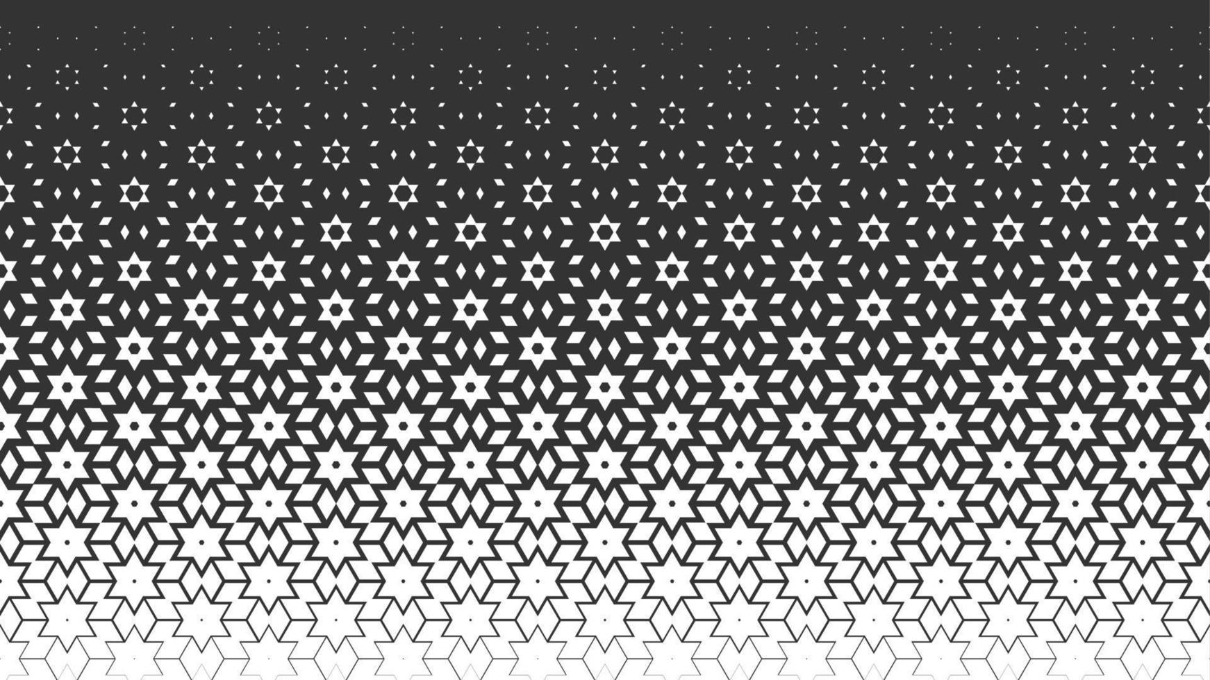 Vector monochrome seamless pattern. Repeating geometric background in arabic style with polygon, star, gradient. Texture for web site backdrop, wallpaper, textile, fabric