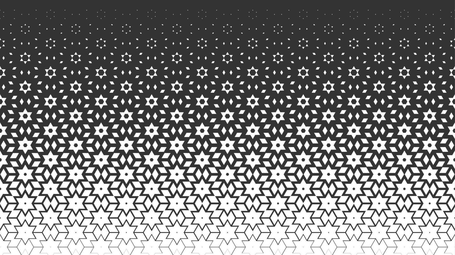 Vector monochrome seamless pattern. Repeating geometric background in arabic style with polygon, star, gradient. Texture for web site backdrop, wallpaper, textile, fabric