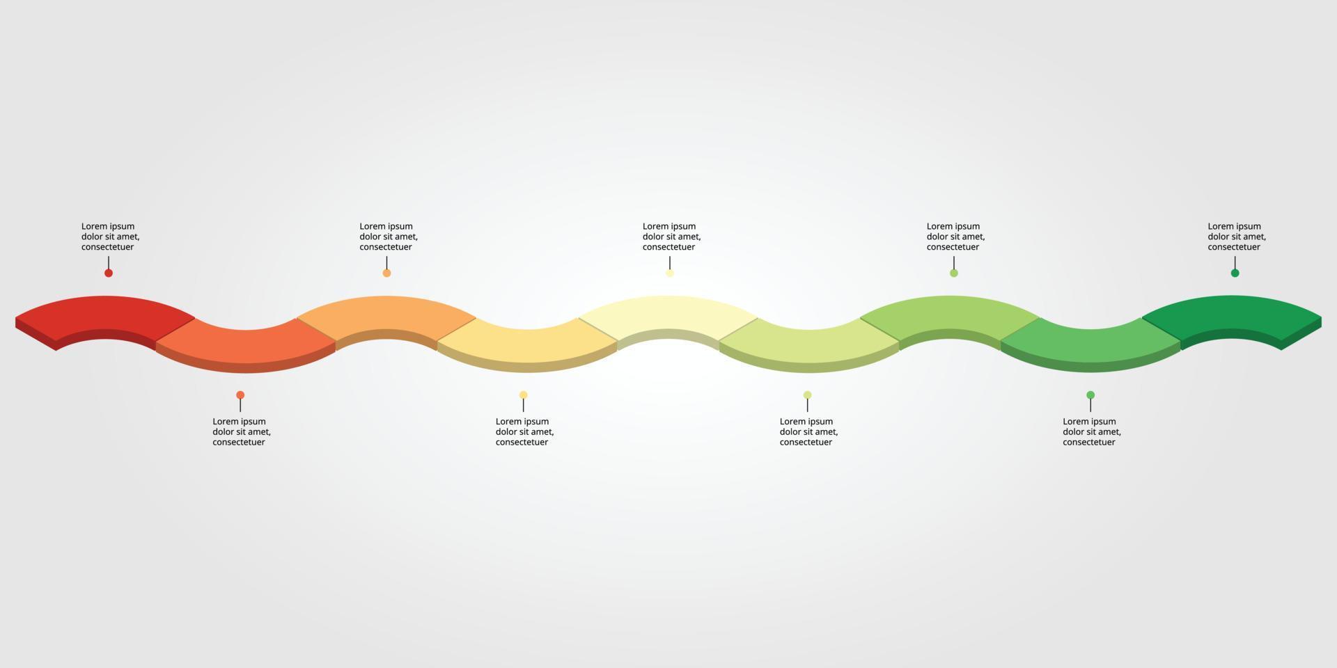 plantilla de gráfico de línea de tiempo para infografía para presentación de 9 elementos vector