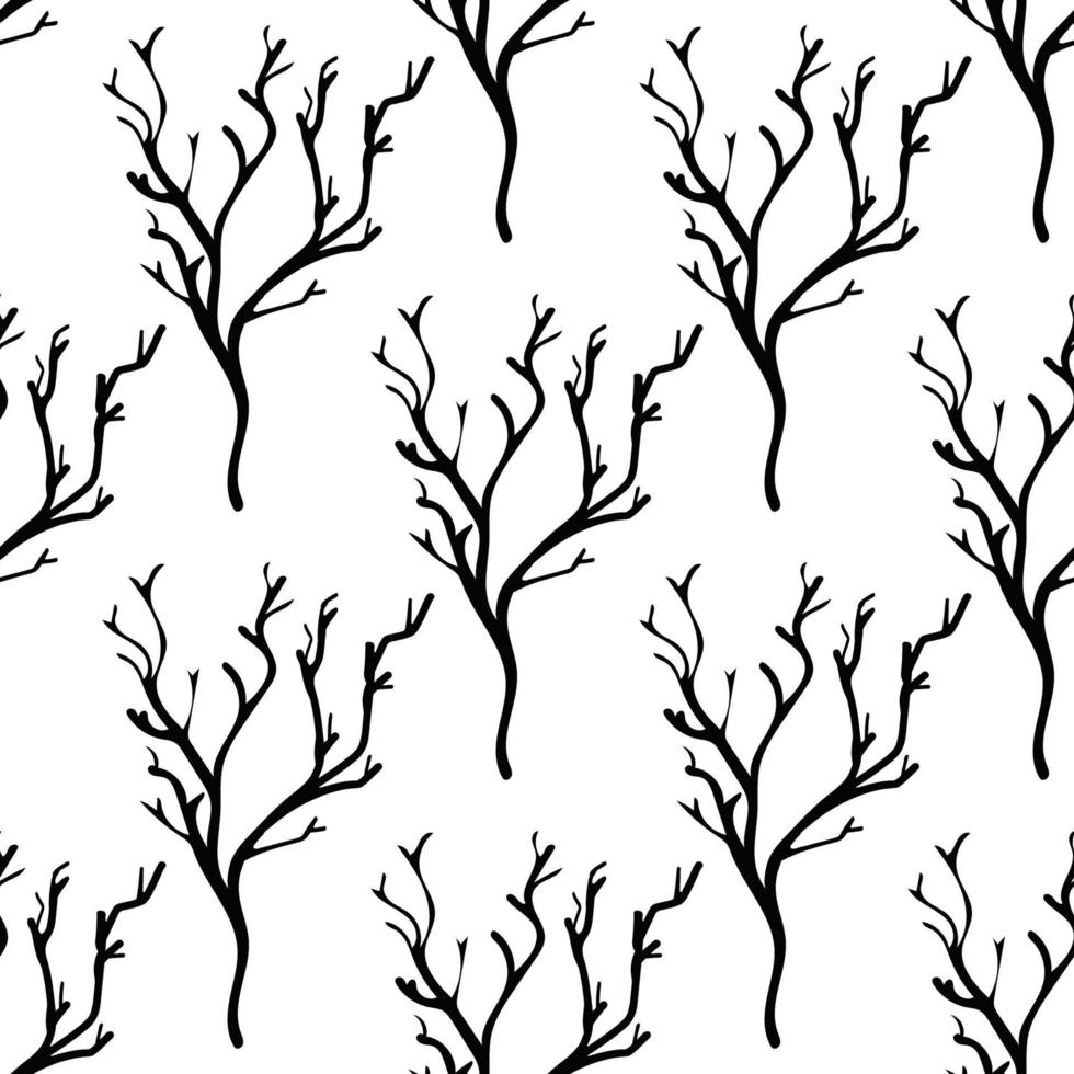 Seamless pattern with illustration of a black tree trunk on a white background vector