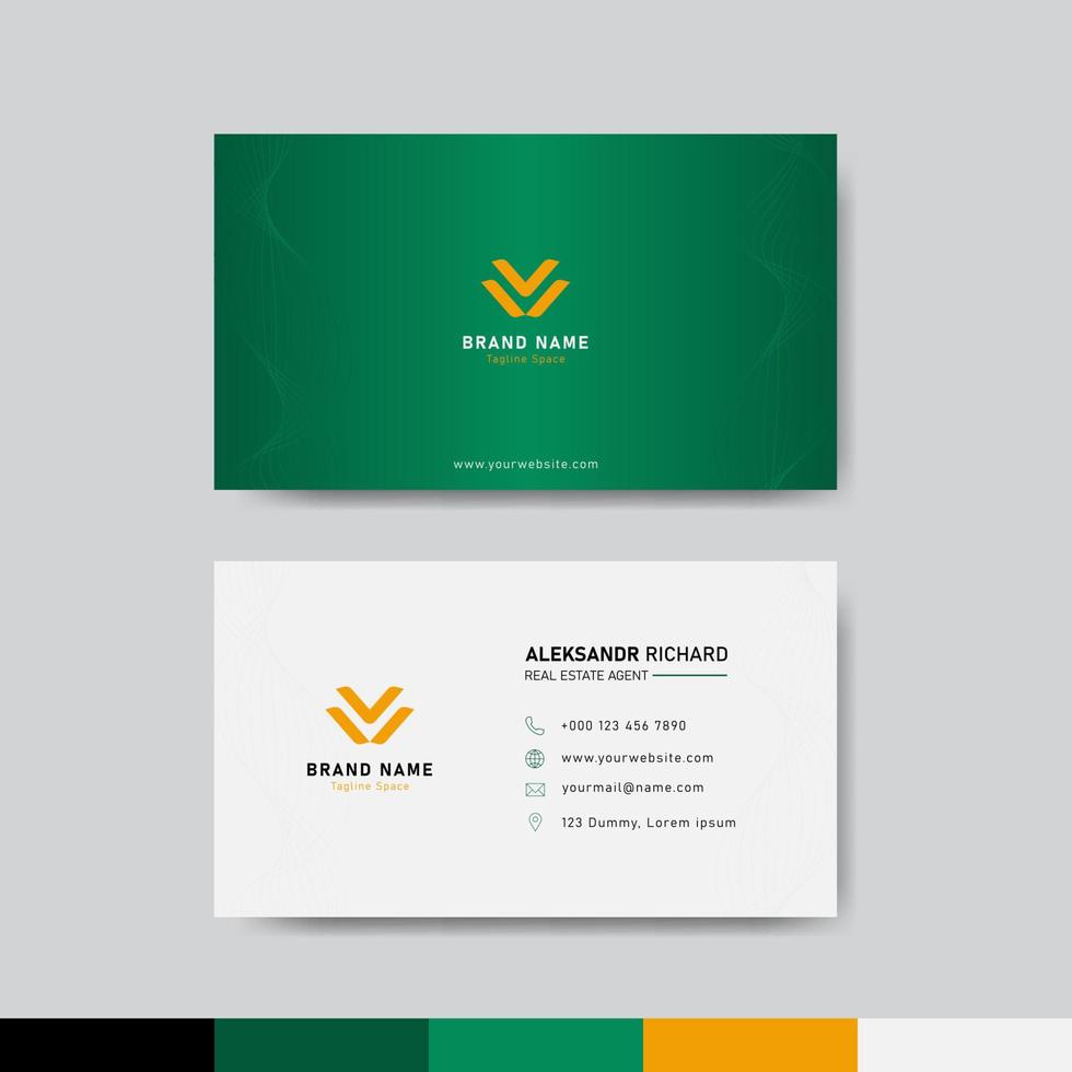 Green and orange business identity card template concept vector