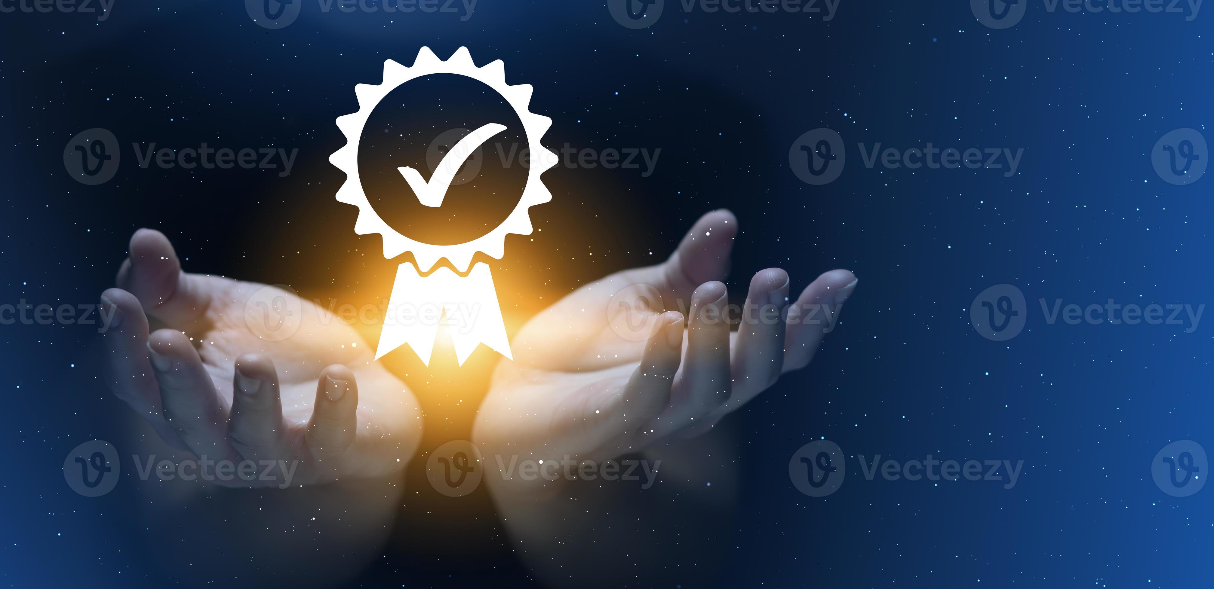 Businessman showing sign of leading service, quality assurance