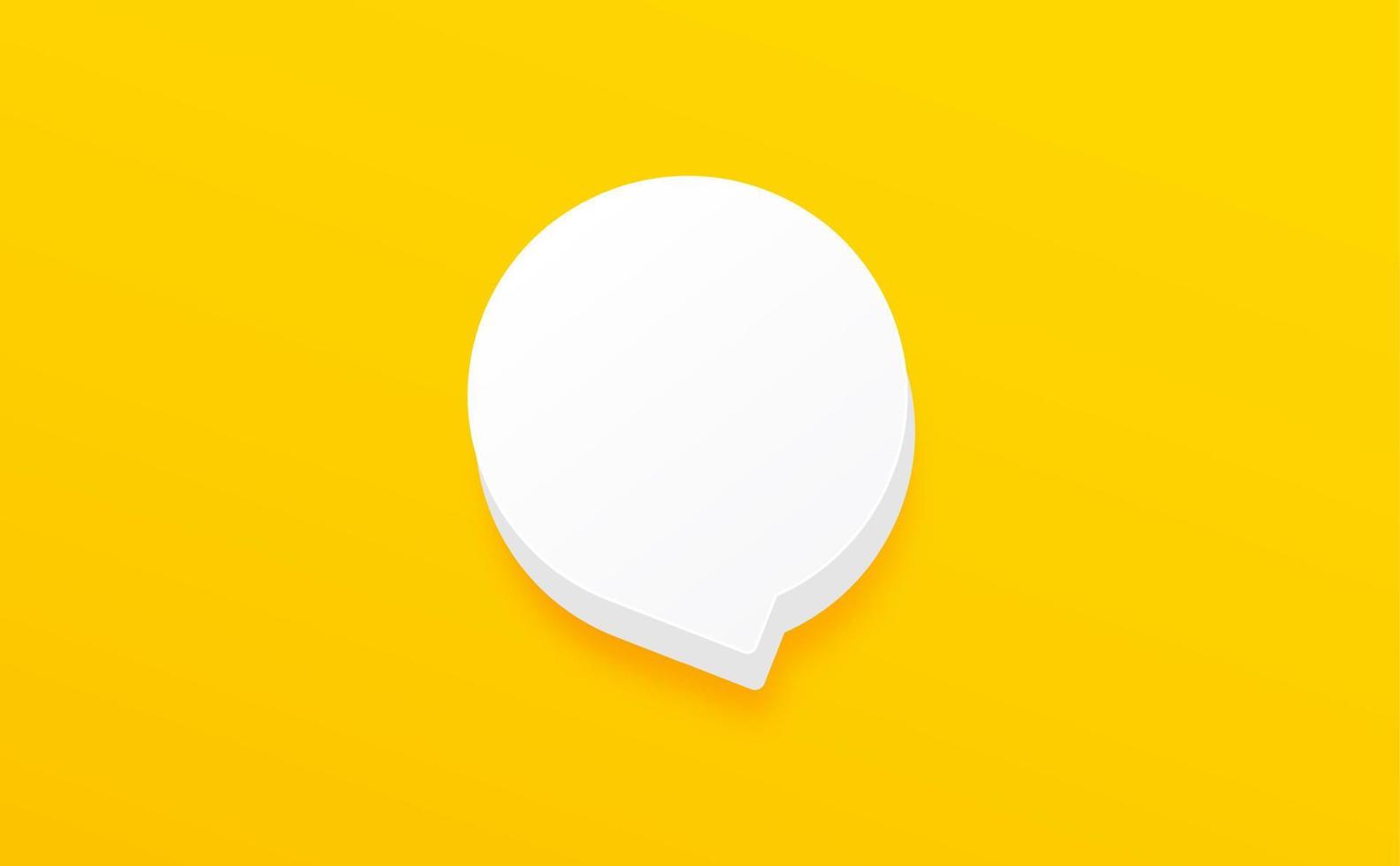 3D speech bubble icons on a yellow background. Minimal blank 3d chat boxes sign. 3d vector illustration.
