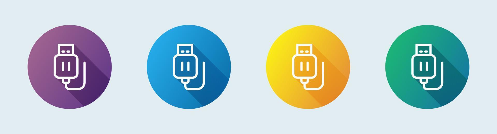 Usb stick line icon in flat design style. Flash disc signs vector illustration.