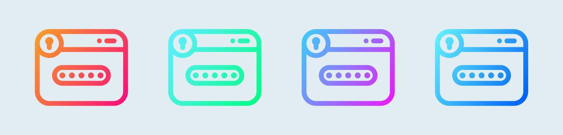Password line icon in gradient colors. Web protection signs vector illustration.