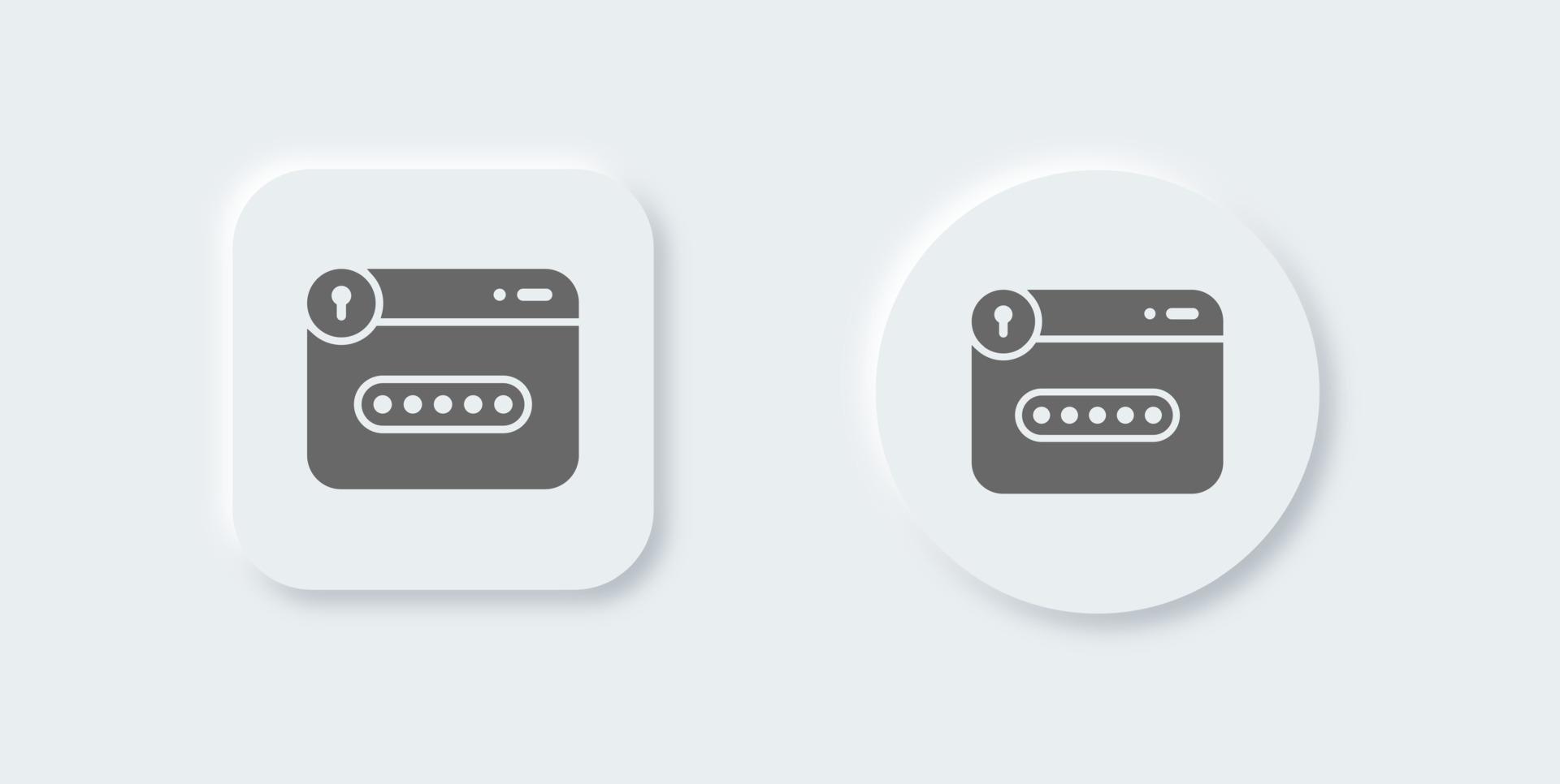 Password solid icon in neomorphic design style. Web protection signs vector illustration.