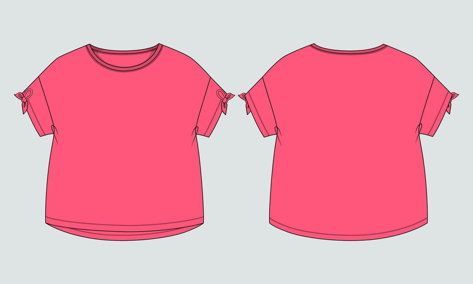 Baby girls dress design technical Flat sketch vector illustration template. Apparel clothing Mock up front and back views