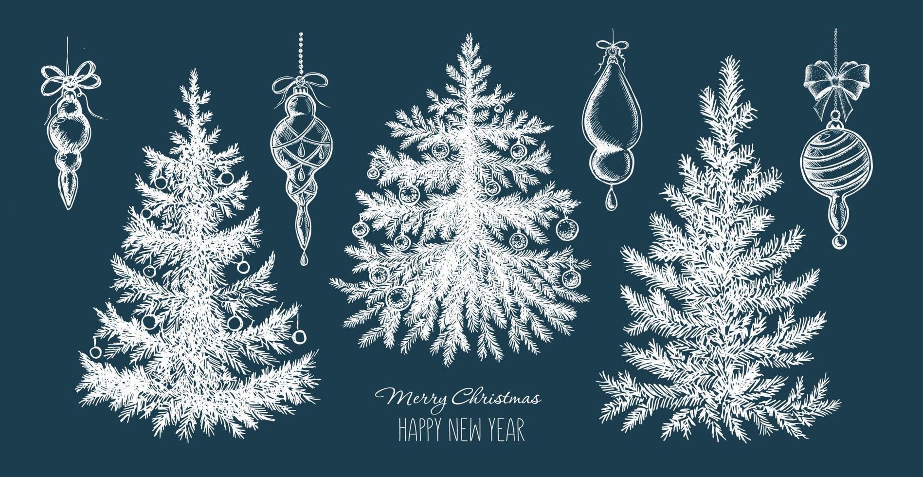 Christmas tree hand drawn illustration vector