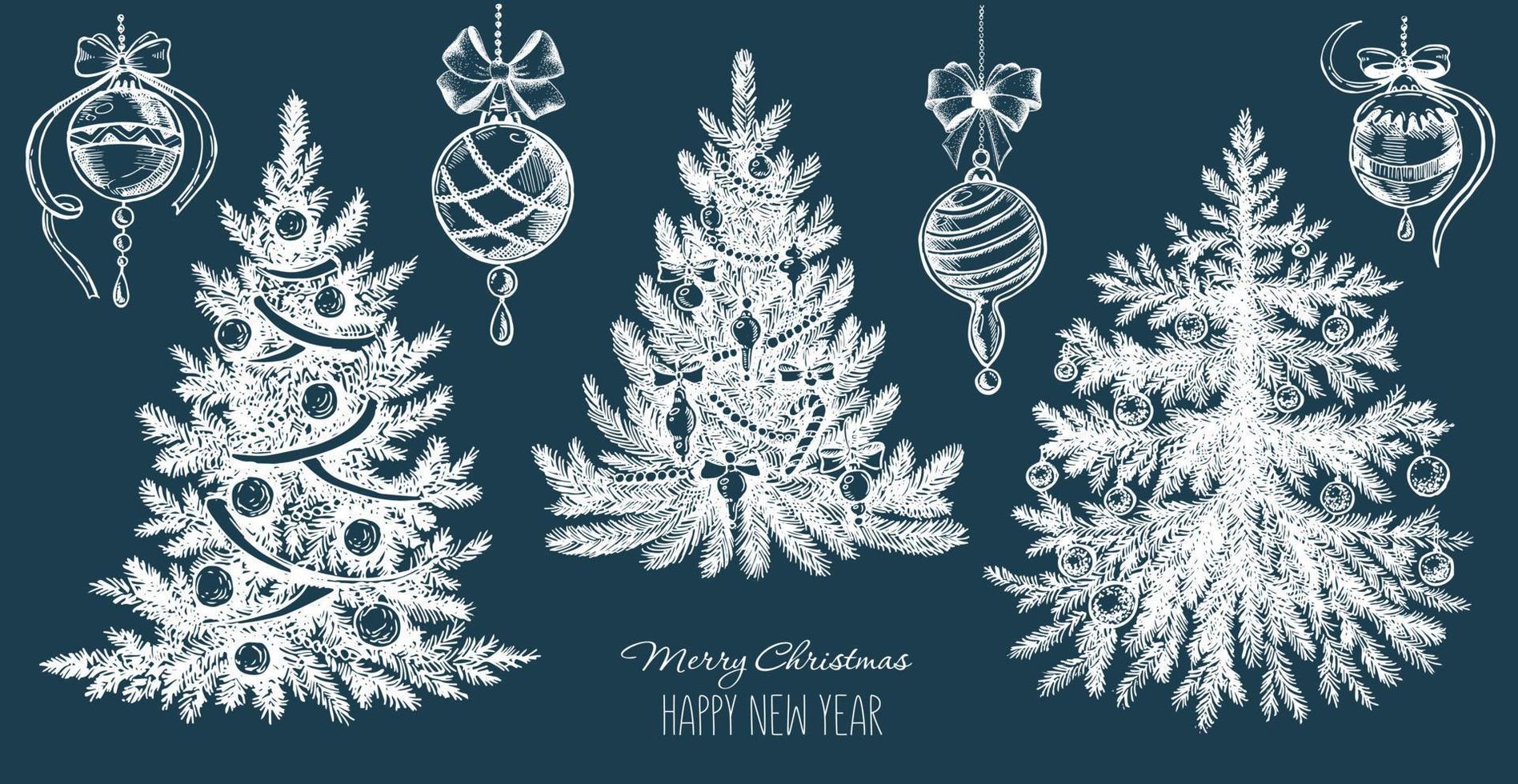 Christmas tree hand drawn illustration vector