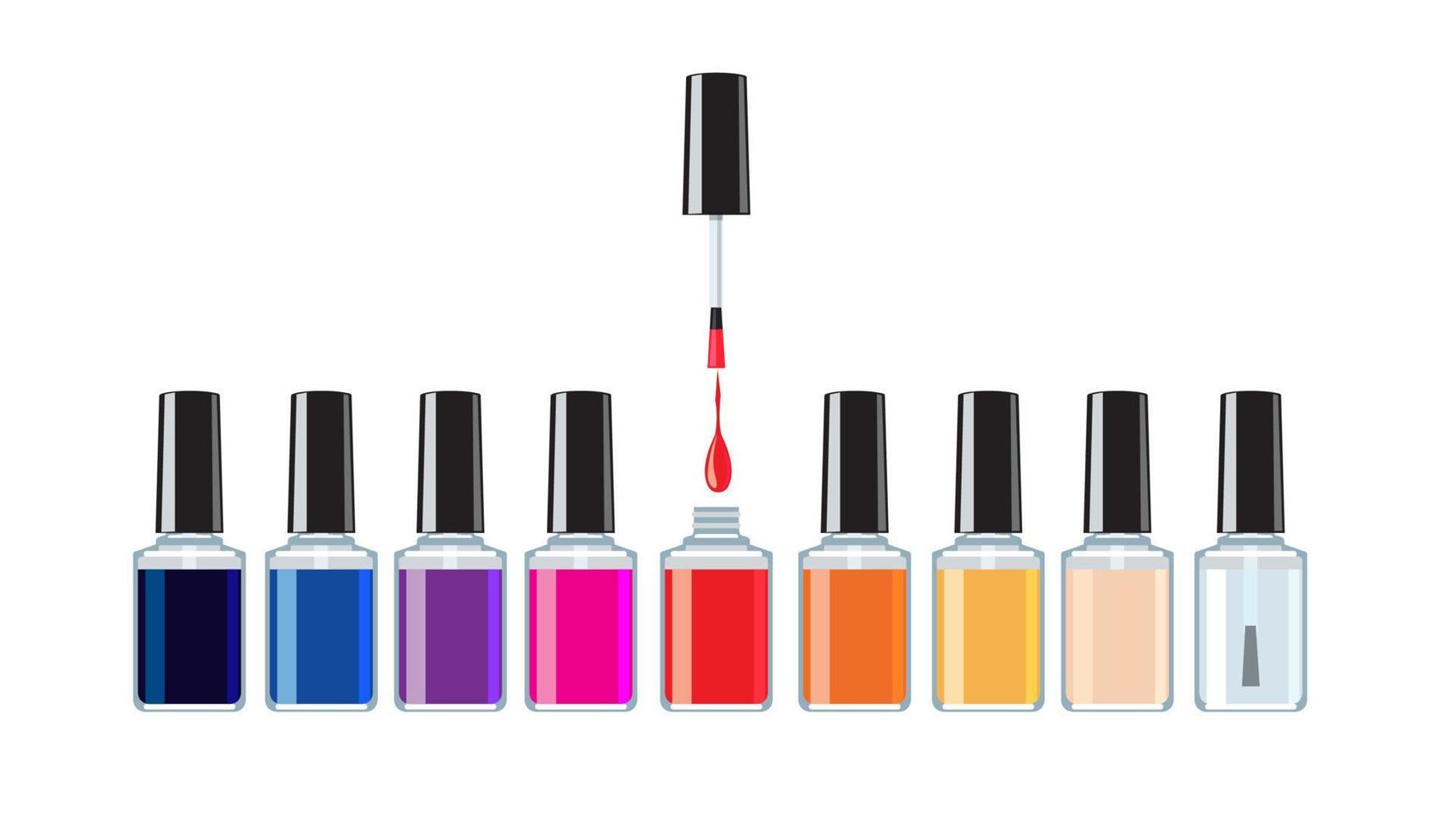 bottles of nail polish of various colors vector