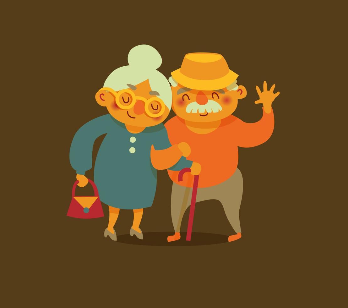 cute elderly couple grandparents vector