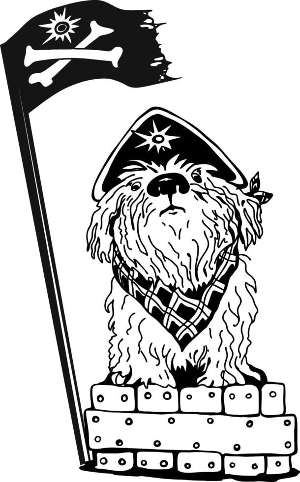 cartoon image of a dog in a carnival costume of a pirate. vector