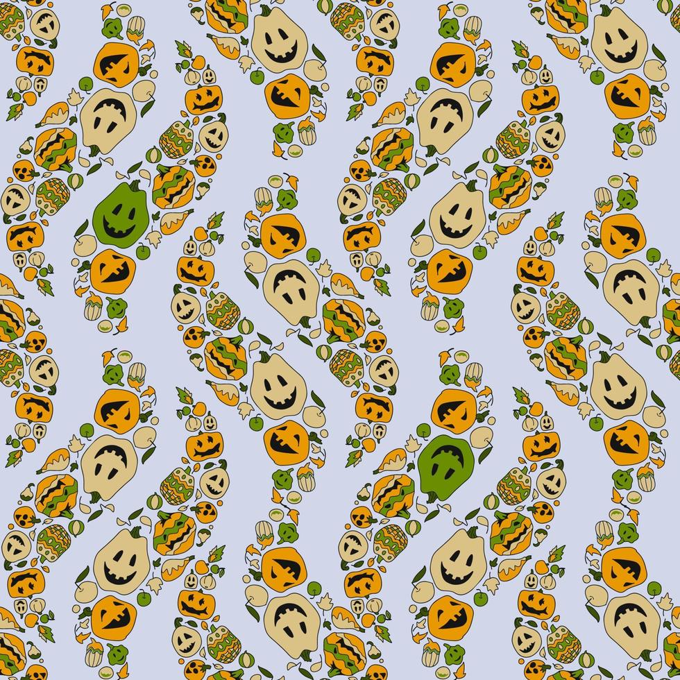 Seamless pattern consists of tornado Halloween pumpkins. vector