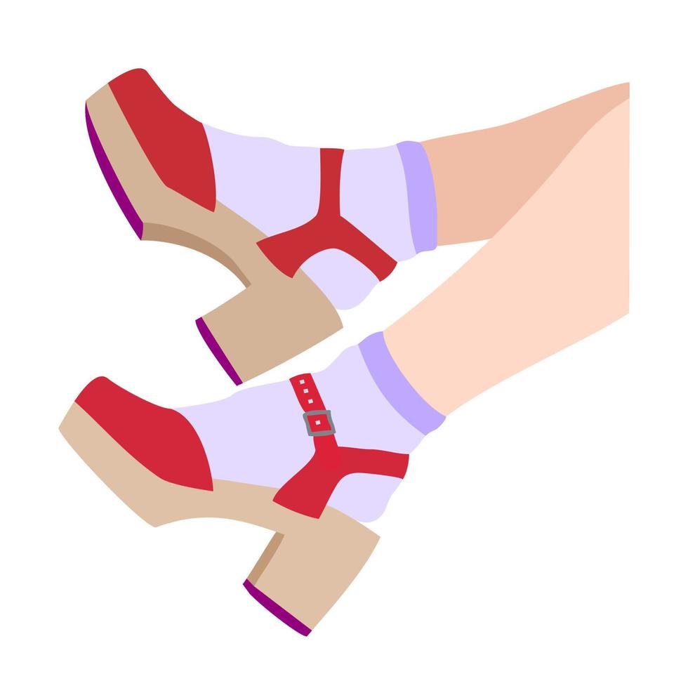 zapato, botas, calzado. zapatos de mujer, mujer, niña. pies, piernas caminando con elegantes zapatos de tacón alto con punta cerrada. Ilustración de vector plano aislado colorido