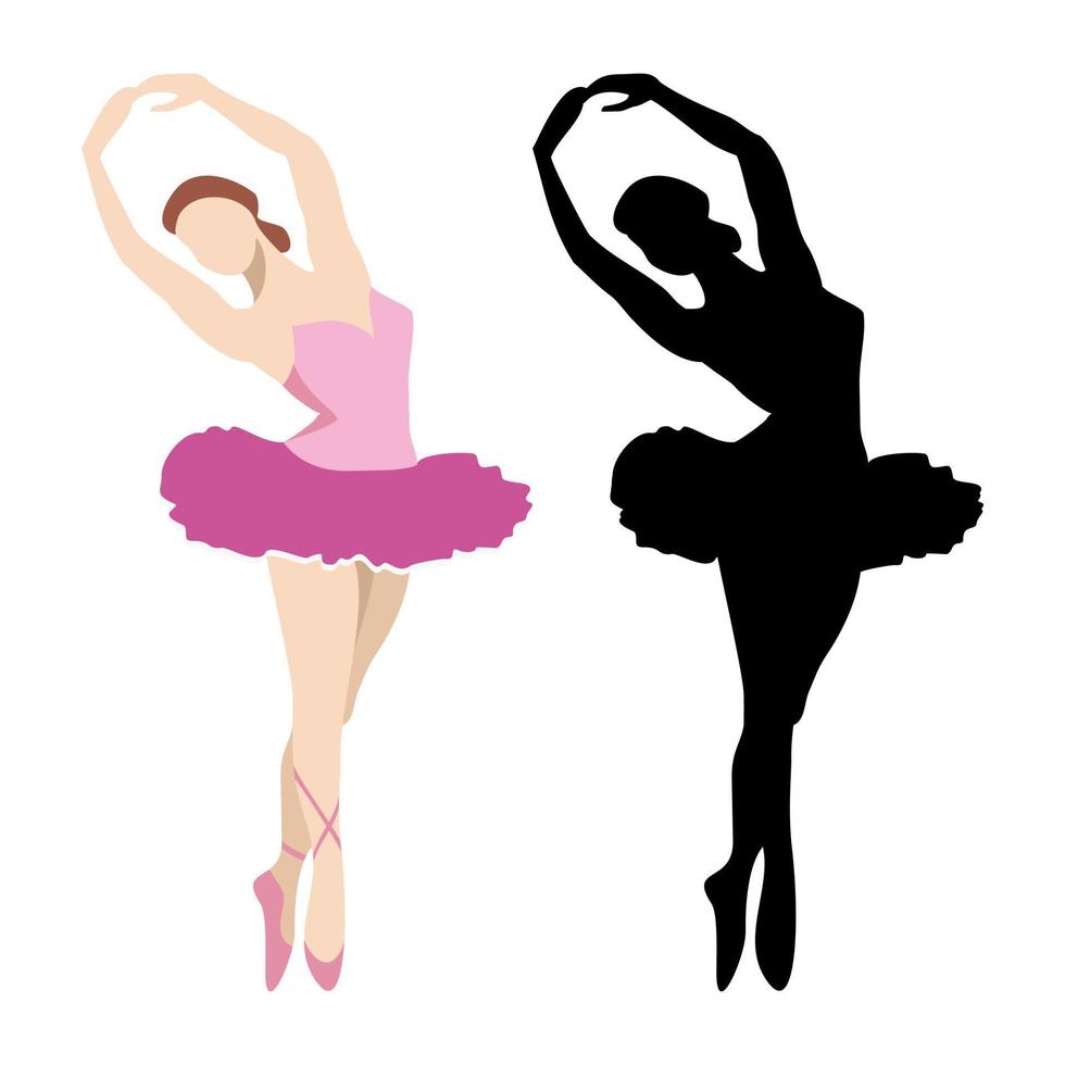 Ballerina in pink ballet tutu. Dancer in beautiful pose. Ballet. Vector illustration.