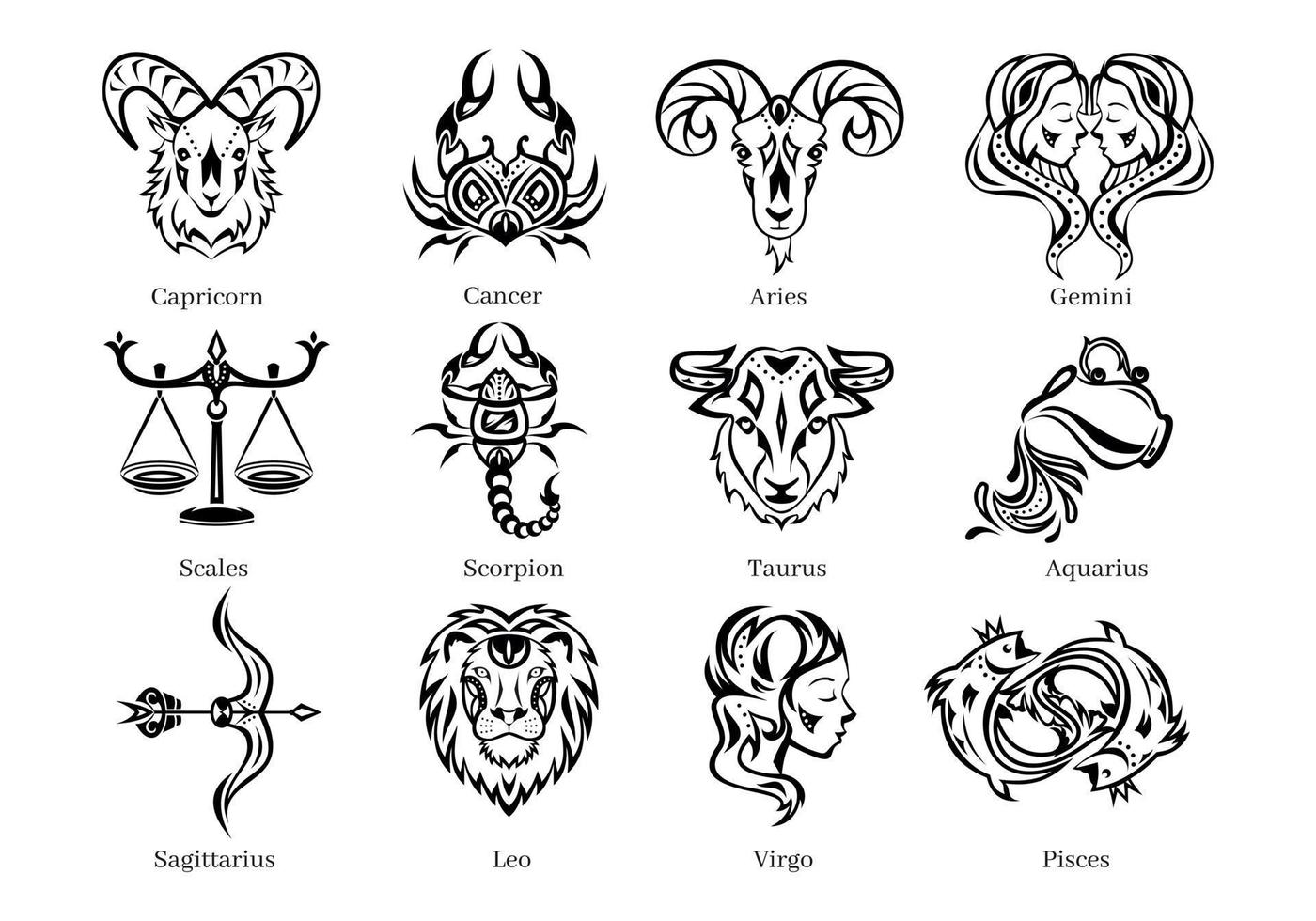 ilustración gráfica vectorial de los signos del zodiaco. vector