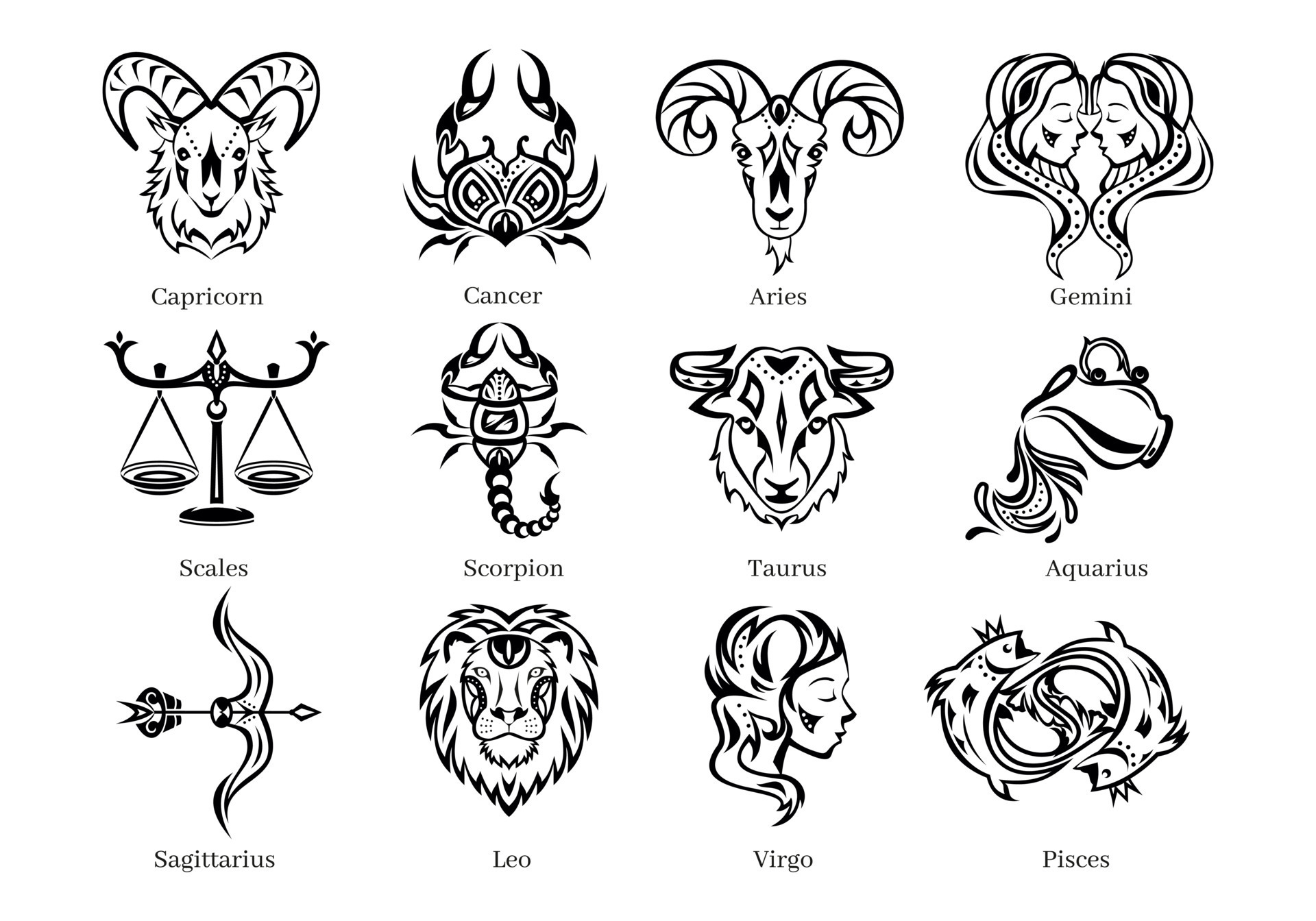 Vector graphic illustration of zodiac signs. 12464760 Vector Art at ...